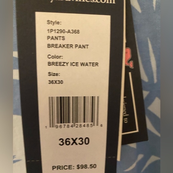 Vinyard Vines Tropical Blue Breaker Pants Men's Sz 36x30 NWT - Picture 5 of 14
